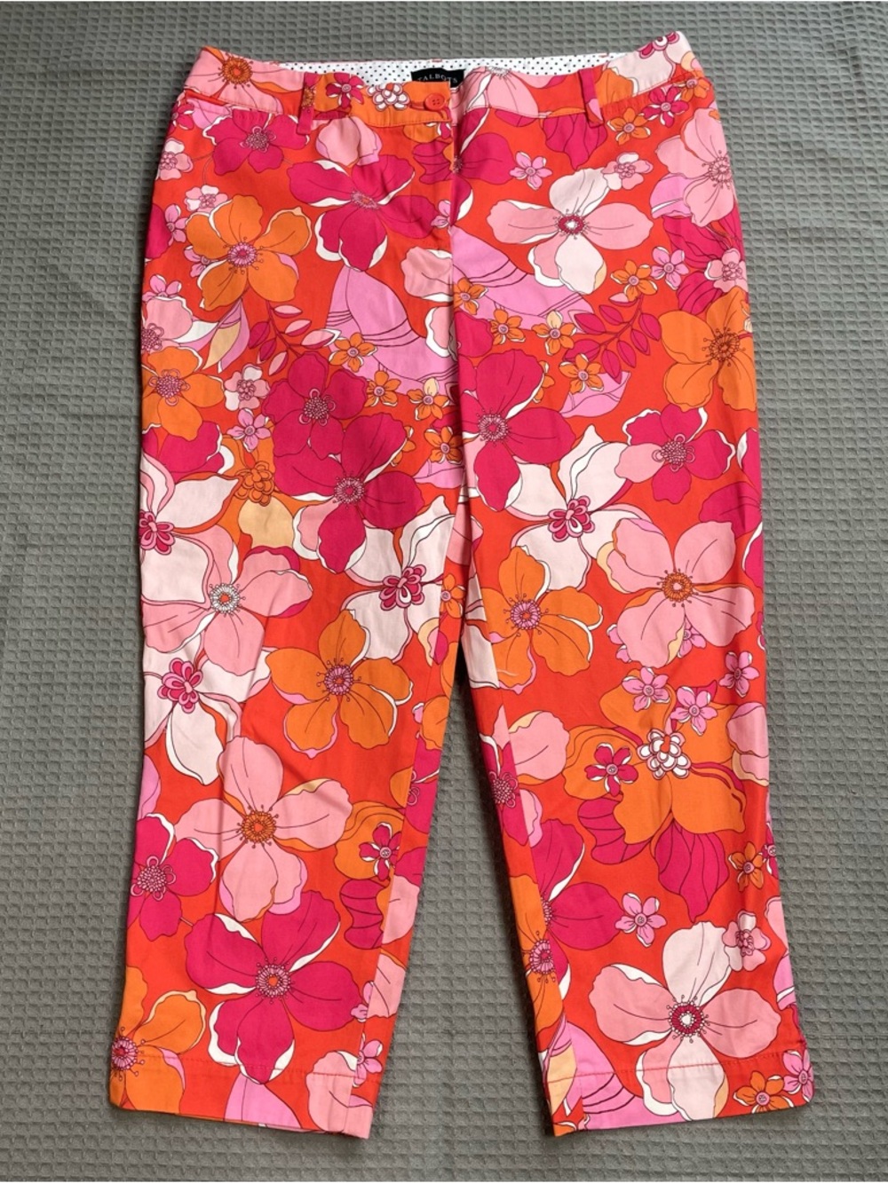 Talbots Perfect Crop Chino Pants 10P 10 Petite Bright Floral Stretch Cotton